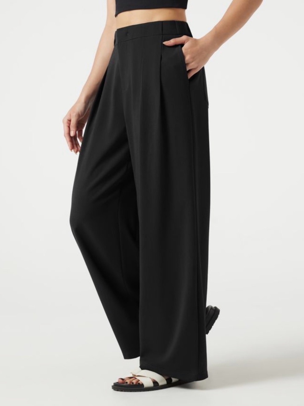 Mid Rise Baggy Casual Linen-Feel Pants with Pockets